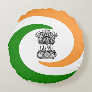Indian spiral flag round cushion