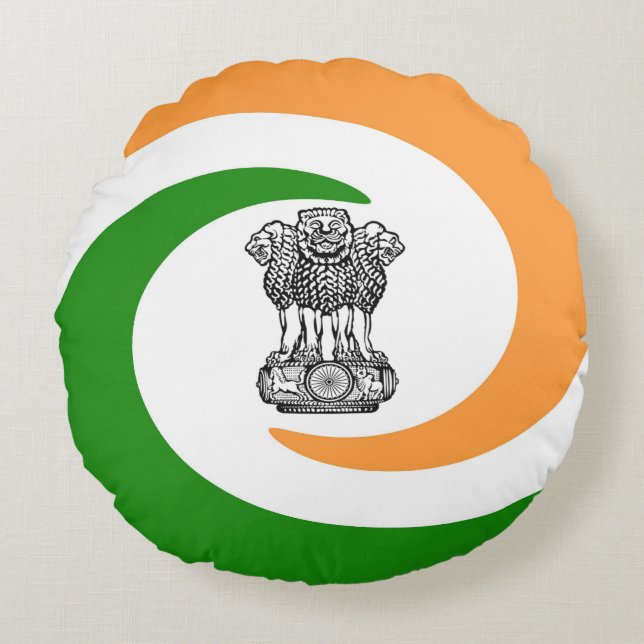 Indian spiral flag round cushion (Front)