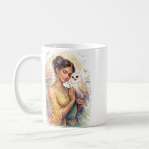 Indian Spring - Portrait Woman with Owl Coffee Mug