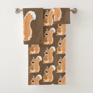 Indian Squirrel with Nut Bath Towel Set