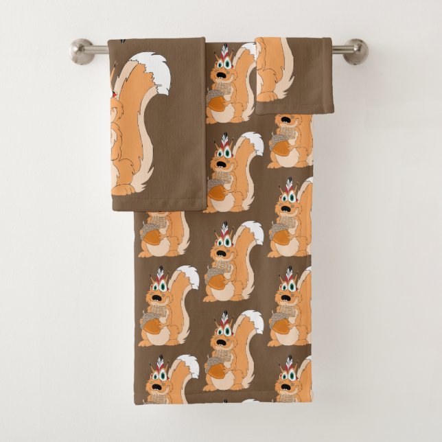 Indian Squirrel with Nut Bath Towel Set (Insitu)