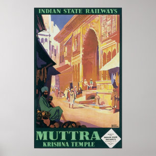 Indian State Railways Muttra Krishna Temple Poster