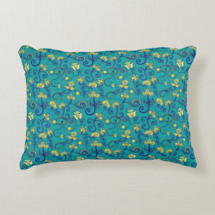Indian style, boho chic, blue pattern decorative cushion