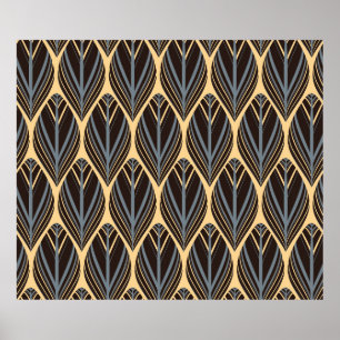 indian style feathers seamless pattern in silver i poster