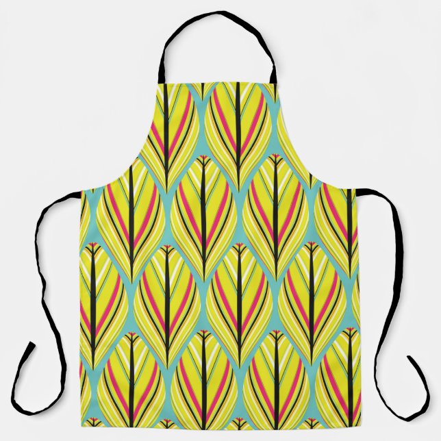 indian style feathers seamless pattern in yellow b apron (Front)