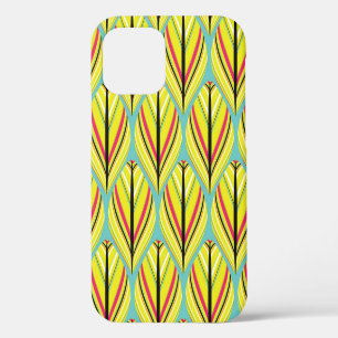 indian style feathers seamless pattern in yellow b iPhone 12 case