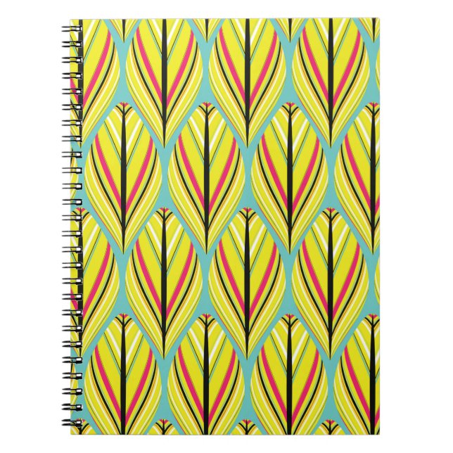 indian style feathers seamless pattern in yellow b notebook (Front)