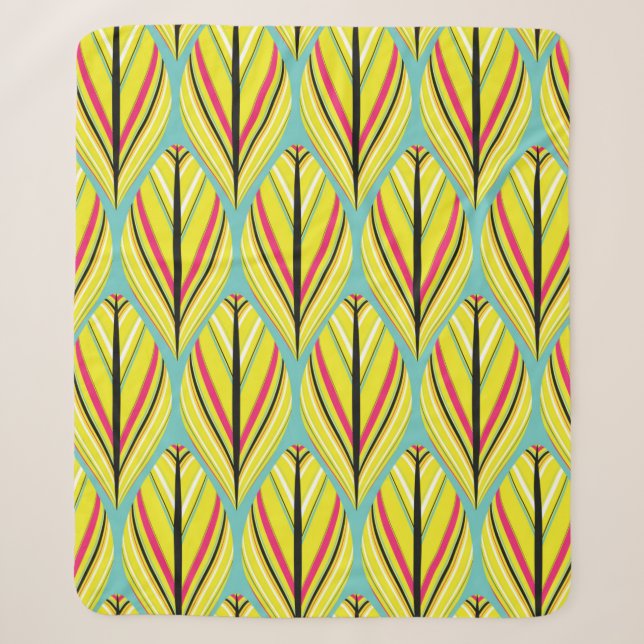 indian style feathers seamless pattern in yellow b sherpa blanket (Front)