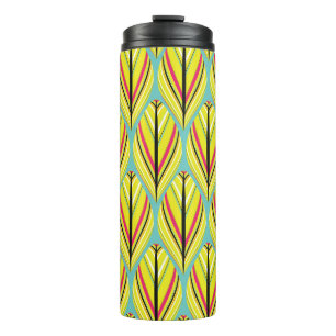 indian style feathers seamless pattern in yellow b thermal tumbler
