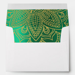 Indian Style Green Gold Colour Elegant Wedding Envelope