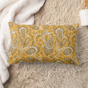 Indian style paisley floral seamless pattern lumbar cushion