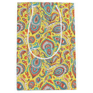 Indian style paisley floral seamless pattern medium gift bag
