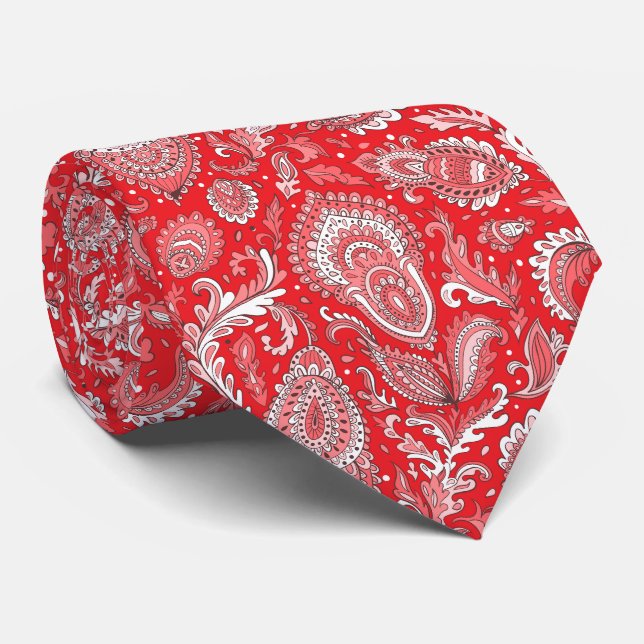 Indian style paisley floral seamless pattern tie (Rolled)