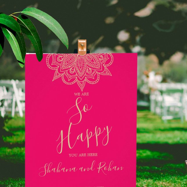 Indian Style Pink Gold Colour Chic Wedding Welcome Poster (Creator Uploaded)