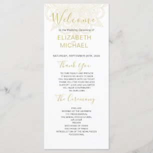 Indian Style Red Gold Coloured Wedding Program