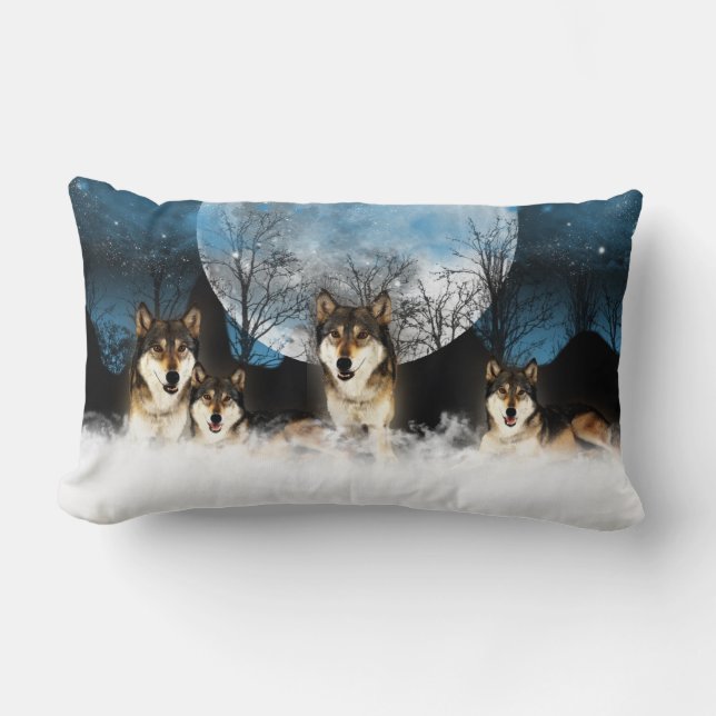Indian Style Wolf Pillow (Front)