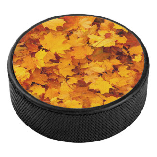Indian Summer Golden Leaves Hockey Puck