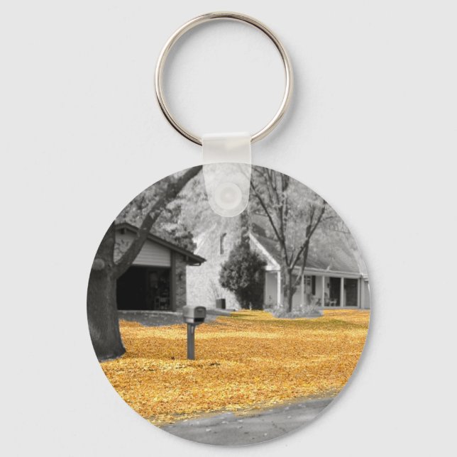 Indian Summer Golden Leaves Key Ring (Front)