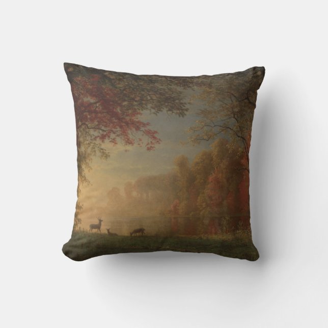 Indian Sunset Deer by a Lake Cushion (Front)