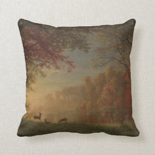 Indian Sunset Deer by a Lake Cushion