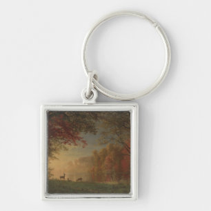 Indian Sunset Deer by a Lake Key Ring