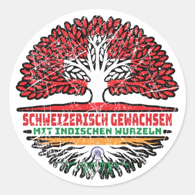 Indian Swiss Baum Wurzel Classic Round Sticker (Front)