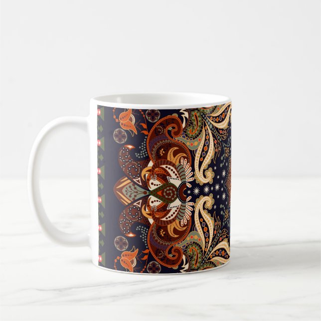 Indian Symmetric: Vintage Ethnic Ornament Coffee Mug (Left)