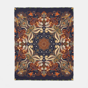 Indian Symmetric: Vintage Ethnic Ornament Fleece Blanket