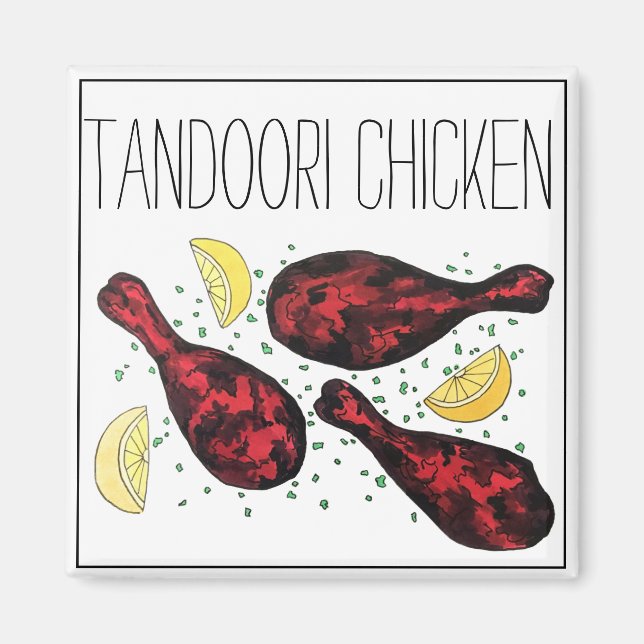 Indian Tandoori Chicken Food Illustration Art Magnet (Front)