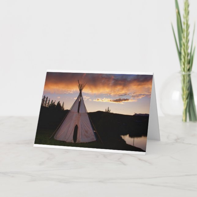 Indian Teepee Sunset  landscape Card (Front)