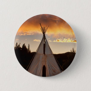 Indian Teepee Sunset vertical image 6 Cm Round Badge