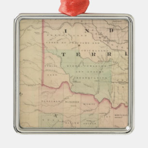 Indian Territory and Texas, North West Portion Metal Tree Decoration