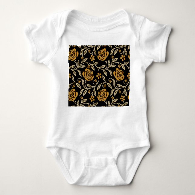 Indian textile: traditional floral seamless. baby bodysuit (Front)