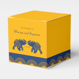 Indian Themed Elephants in Royal Blue Wedding  Favour Box