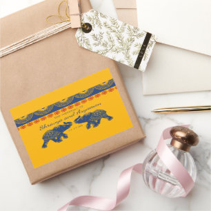 Indian Themed Elephants in Royal Blue Wedding  Rectangular Sticker