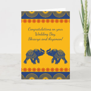 Indian Themed Elephants Personalised Wedding Card