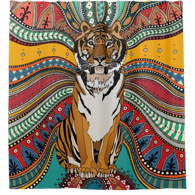 Indian tiger shower curtain (Front)