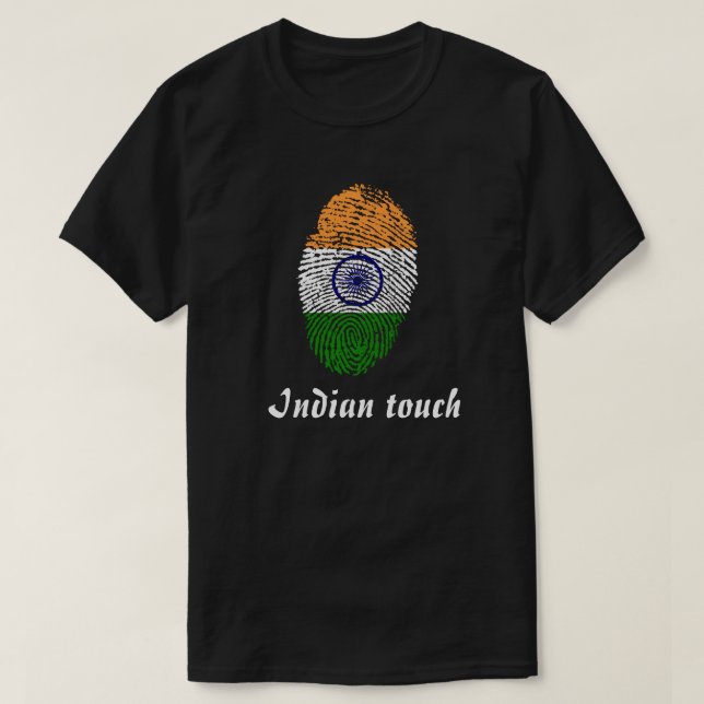 Indian touch fingerprint flag T-Shirt (Design Front)