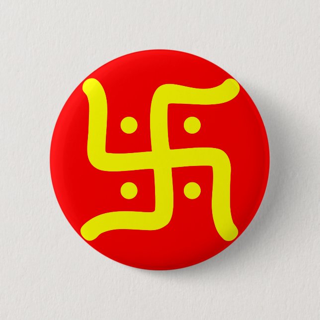 indian traditional hindu swastika symbol religion 6 cm round badge (Front)