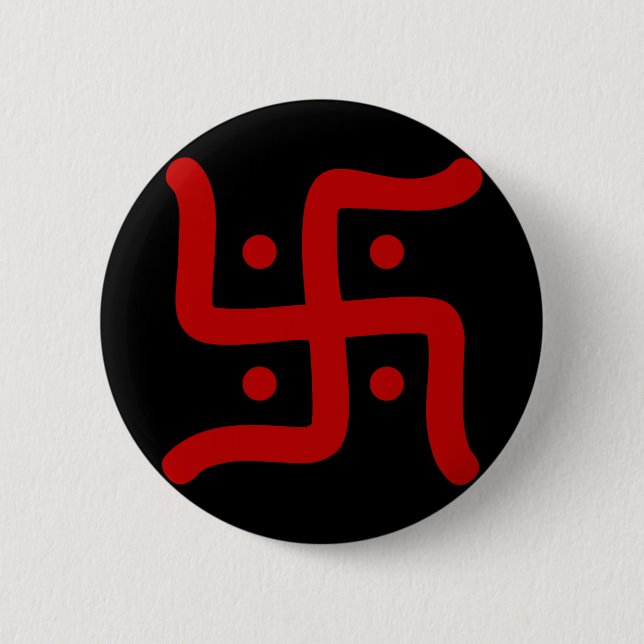 indian traditional hindu swastika symbol religion 6 cm round badge (Front)