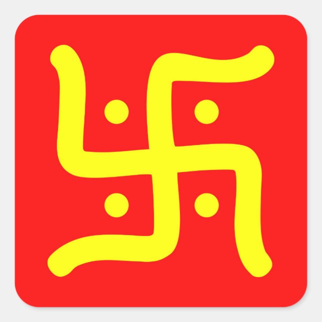 indian traditional hindu swastika symbol religion square sticker (Front)