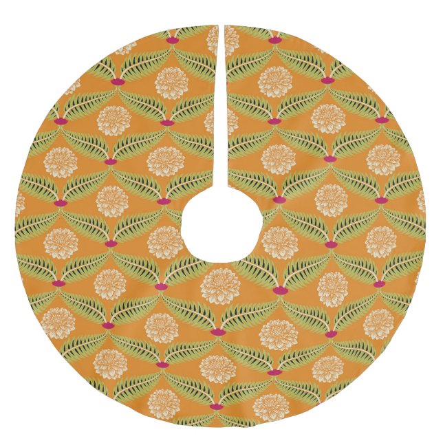 Indian Traditional Illustration Pattern. Brushed Polyester Tree Skirt (Front)