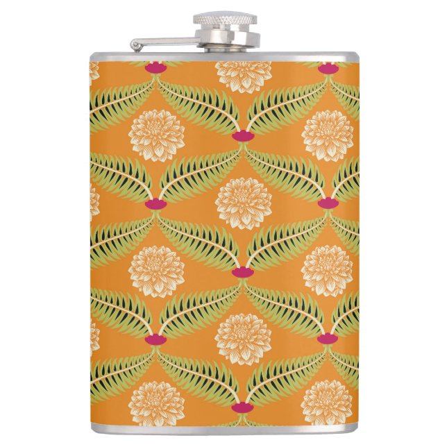 Indian Traditional Illustration Pattern. Hip Flask (Front)