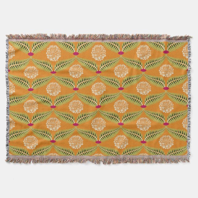 Indian Traditional Illustration Pattern. Throw Blanket (Front)