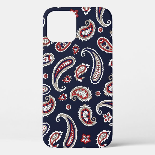 Indian Traditional paisley pattern on navy Case-Mate iPhone Case (Back)