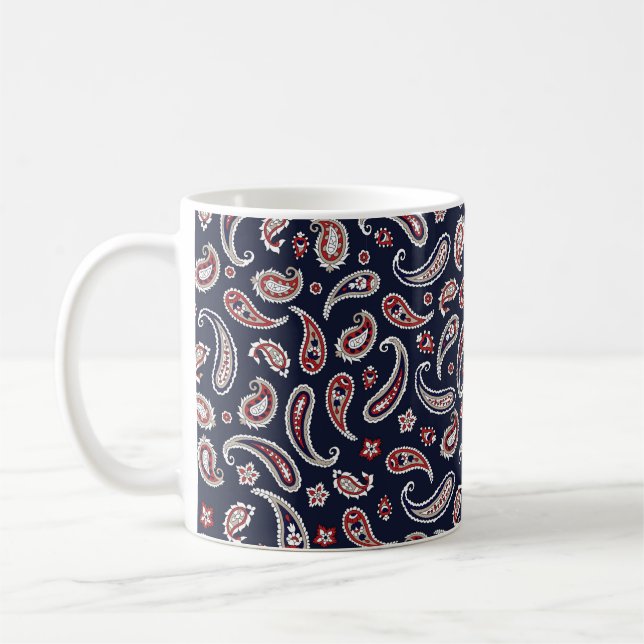 Indian Traditional paisley pattern on navy Coffee Mug (Left)