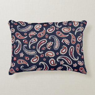 Indian Traditional paisley pattern on navy Decorative Cushion
