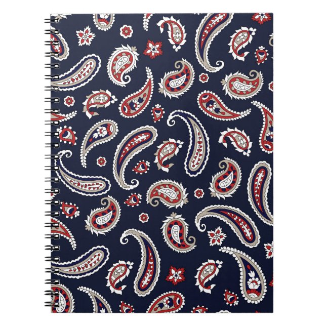 Indian Traditional paisley pattern on navy Notebook (Front)