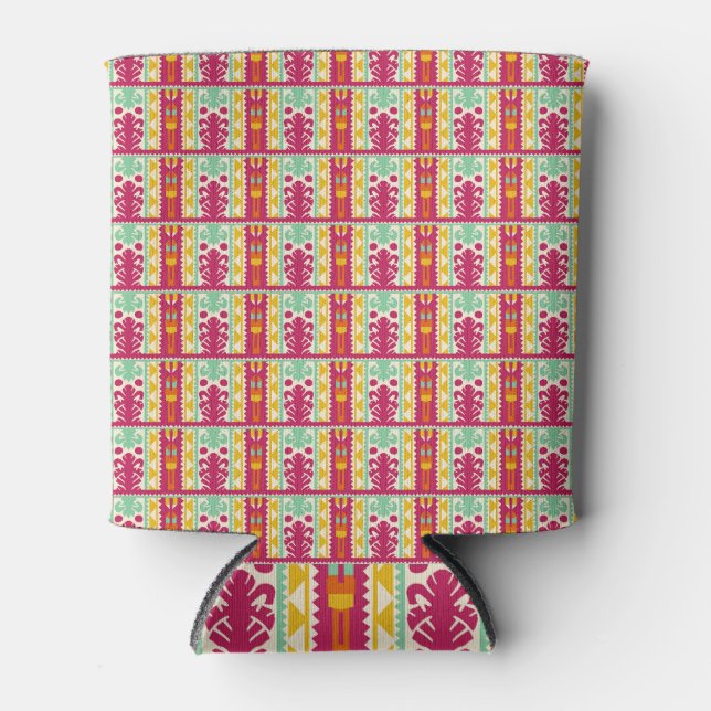 Indian Traditional Textile Design Illustration Can Cooler (Front)