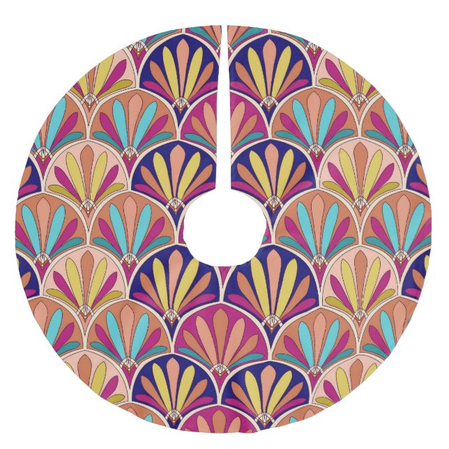 Indian Traditional Textile Illustration Brushed Polyester Tree Skirt (Front)